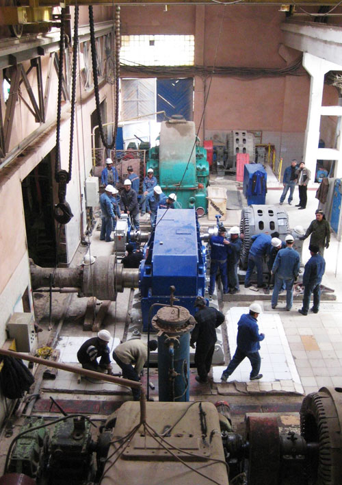 Mill shop following conversion of the first gear drive